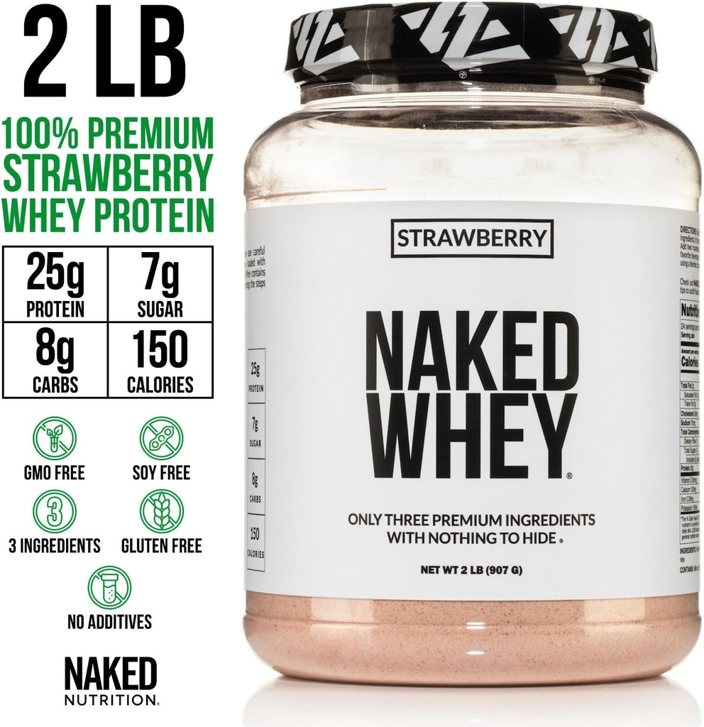 NAKED Strawberry Whey Protein Powder, Only 3 Ingredients, 25g Grass Fed Whey Protein Powder, Aid Muscle Growth & Recovery - 24 Servings 6