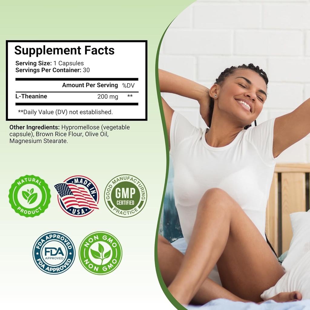 Right Health Nutra L-Theanine 200mg - 30 Capsules - L Theanine Supplement with 2X Strength 4