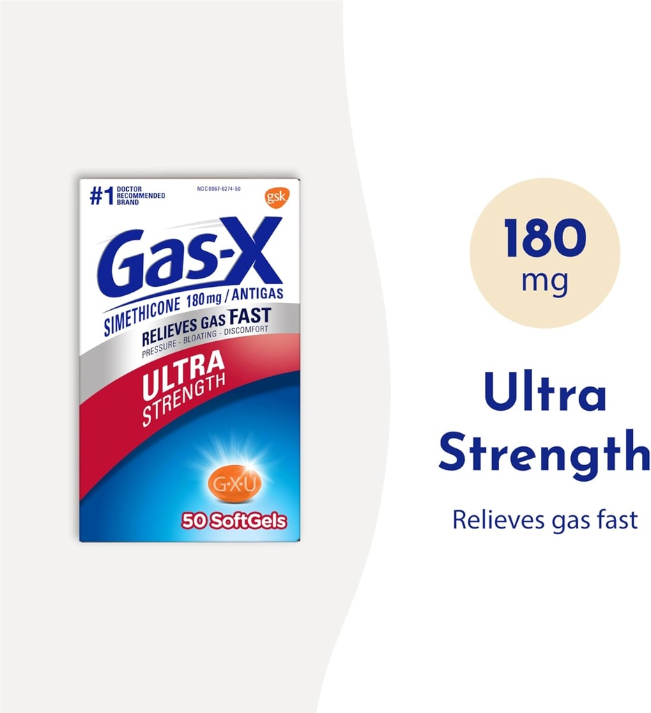 Gas-X Ultra Strength Gas Relief Softgels with Simethicone 180 mg for Bloating Relief - 50 Count 3