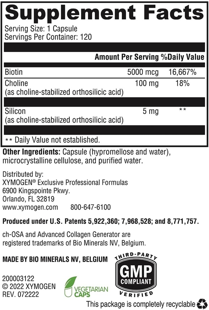 XYMOGEN RegeneMax Plus - Advanced Collagen Supplements with Biotin & Clinically Tested ch-OSA - Supports Skin, Hair, Nails & Bone Health - Collagen for Women & Men (120 Capsules) 3