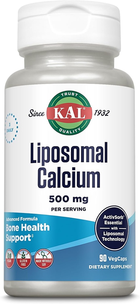 KAL Liposomal Calcium 500 mg, High Absorption Calcium Supplement, Essential Calcium Support, Vegan, Gluten Free, No Soy, 30 Servings, 90 VegCaps 2