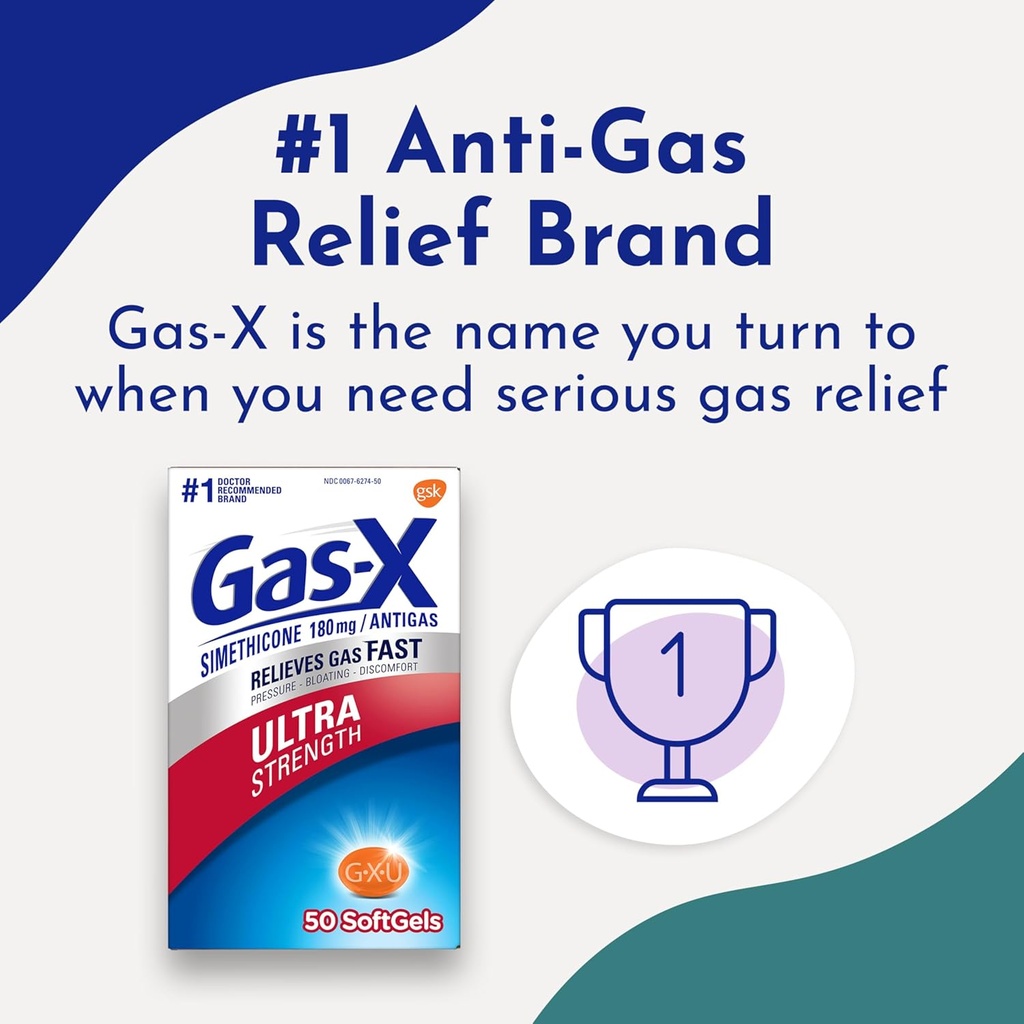 Gas-X Ultra Strength Gas Relief Softgels with Simethicone 180 mg for Bloating Relief - 50 Count 6