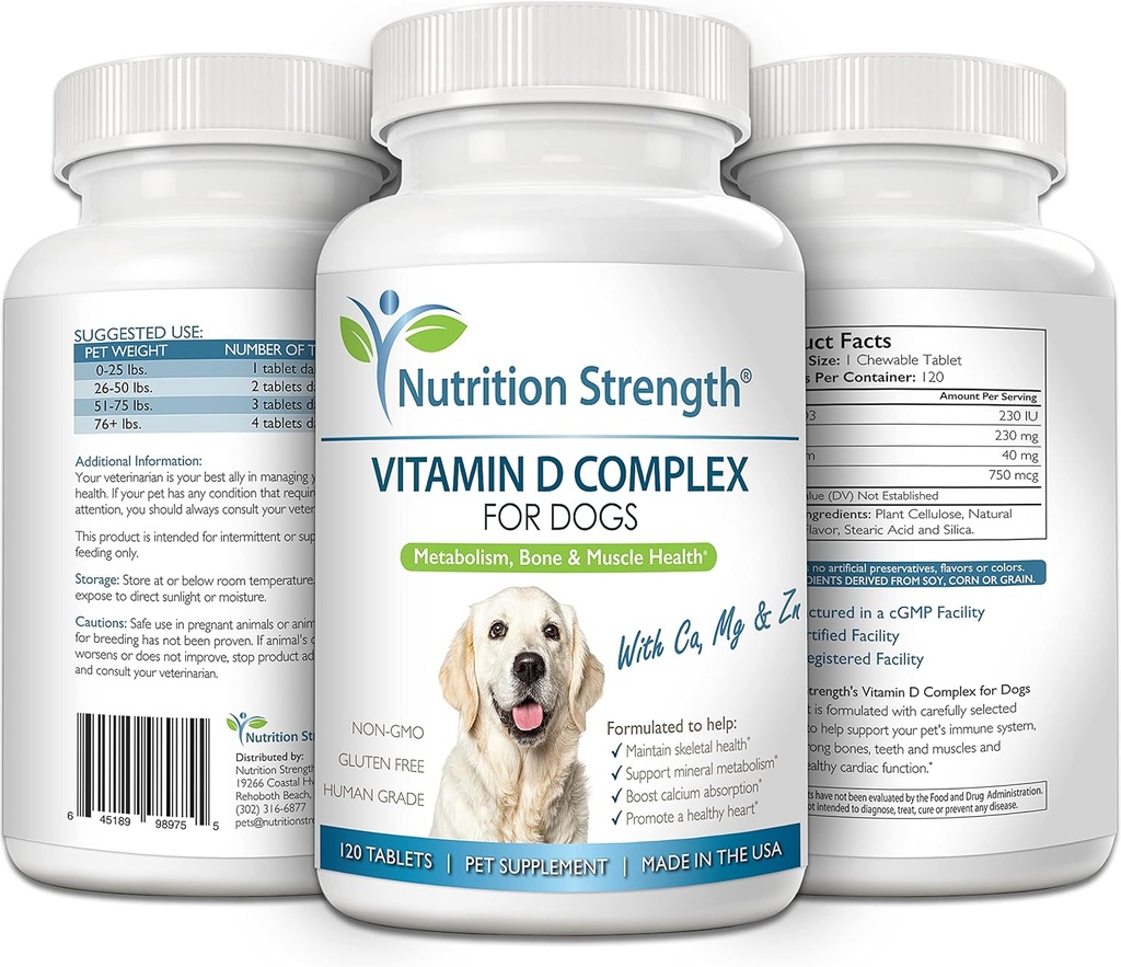 Vitamin D for Dogs with Calcium, Magnesium and Zinc to Support Strong Teeth, Bones and Muscles, Promote Mineral Metabolism and a Healthy Immune Function, 120 Chewable Tablets 5