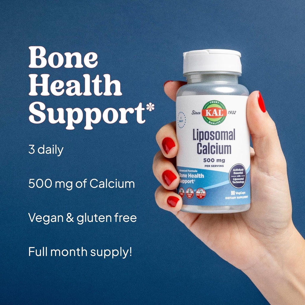KAL Liposomal Calcium 500 mg, High Absorption Calcium Supplement, Essential Calcium Support, Vegan, Gluten Free, No Soy, 30 Servings, 90 VegCaps 6