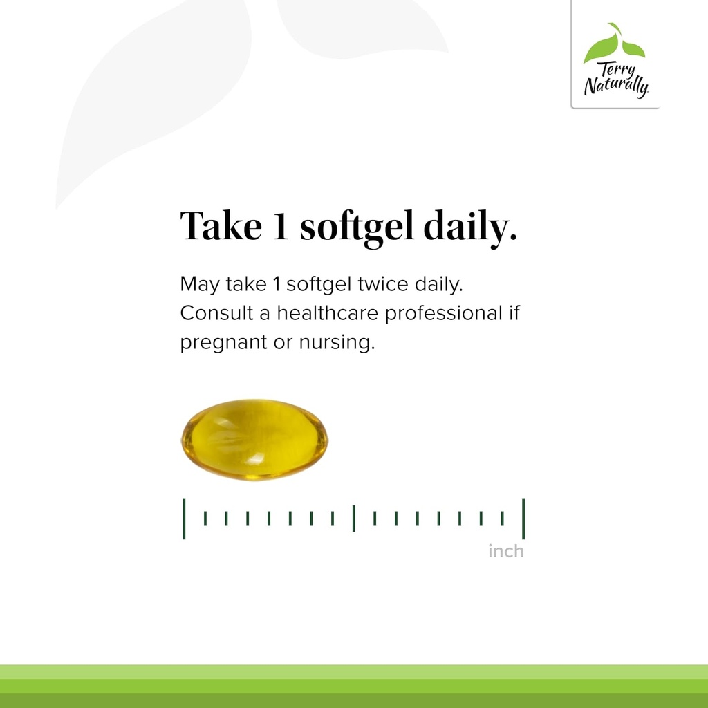 Terry Naturally Artery Strong - Cardio Health & Vascular Elasticity and Strength Support - Cardiovascular Support Supplement with Vitamins A & D3 - Aids Blood Vessel Elasticity - 60 Softgels 5