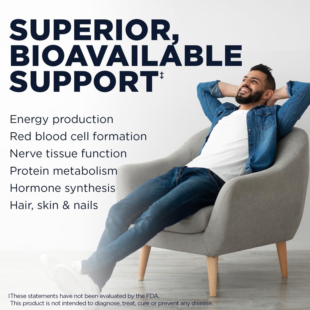 KAL CoEnzyme Vitamin B Complex, Chewable B Vitamins for Healthy Energy, Red Blood Cell and Nerve Function Support w/Vitamin B12, B6, Folic Acid, Natural Cocoa Mint, Vegan, Sugar Free, 30 Serv, 60ct 4