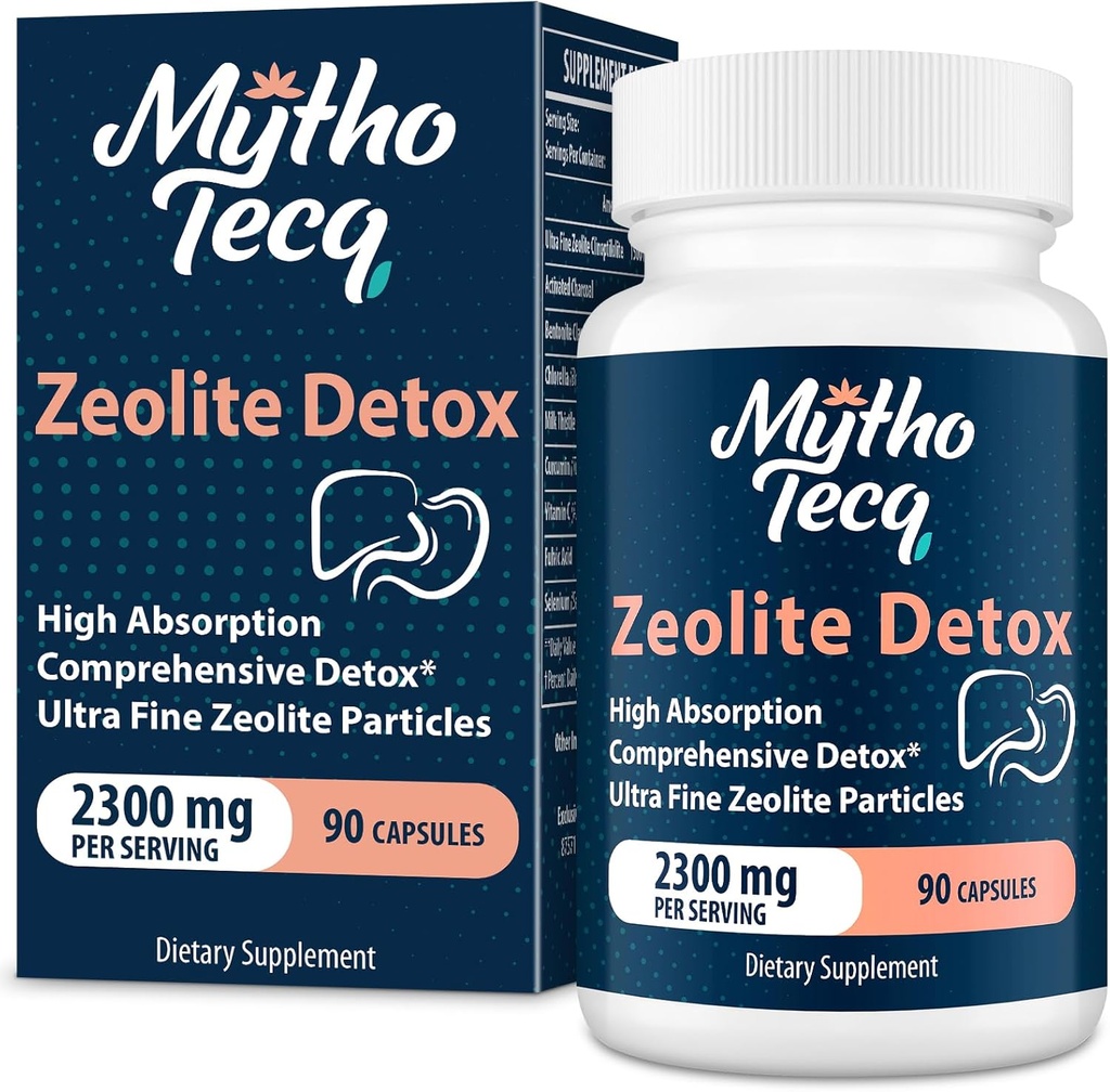 2300 MG Zeolite Detox Capsules - Activated Charcoal & Bentonite Clay, Highly Absorbable Full Body, Liver & Gut Cleanse, Zeolite Clinoptilolite（90 Capsules） 2