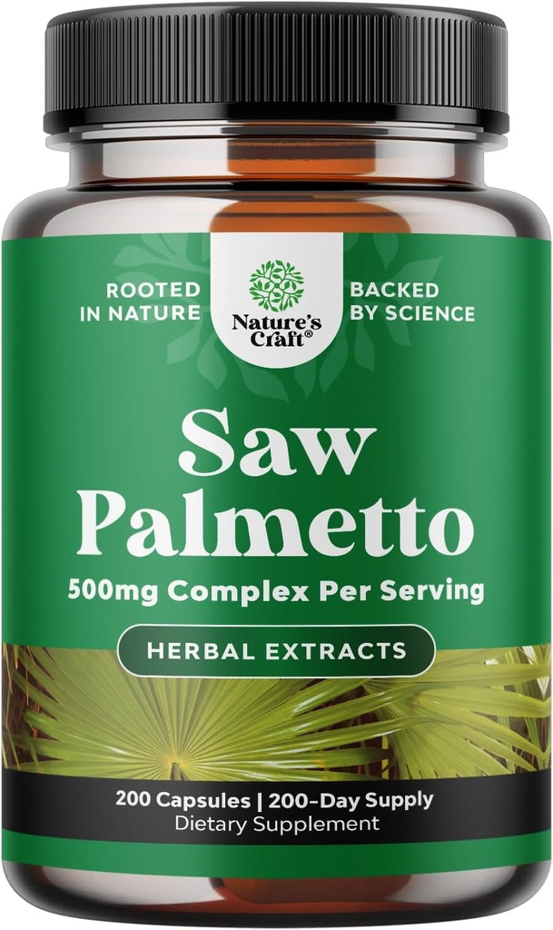 Extra Strength Saw Palmetto Extract - Advanced Herbal Complex for Hair Health and Urinary Support with Plant Sterols & Flavonoids - Potent Herbal Supplement with 500mg per Serving - 200 Capsules 2