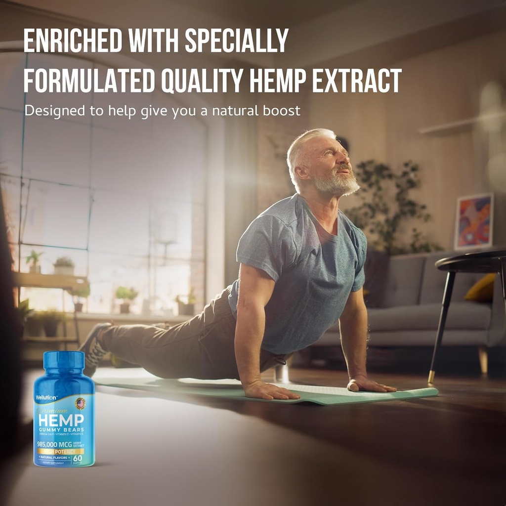 WELLUTION Hemp Gummies – High Potency 985,000 MCG – Natural Fruity Bear for Relaxation and Peace - Fast-Acting - 60ct 5