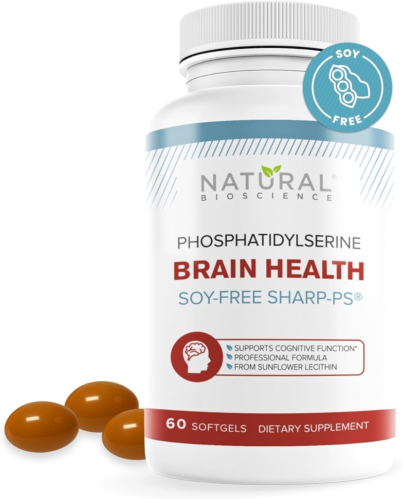 Soy Free Phosphatidylserine 100mg Softgel - PS Supplement Boosts Memory, Focus, Problem Solving, Cortisol Control. Natural Sunflower Lecithin, Patented Sharp PS-Green. Non-GMO, 60 Softgels 2