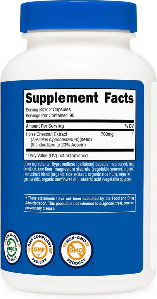 Nutricost Horse Chestnut Extract Capsules 700 MG Per Serving, 180 Capsules, 90 Servings - Non-GMO, Vegan 6