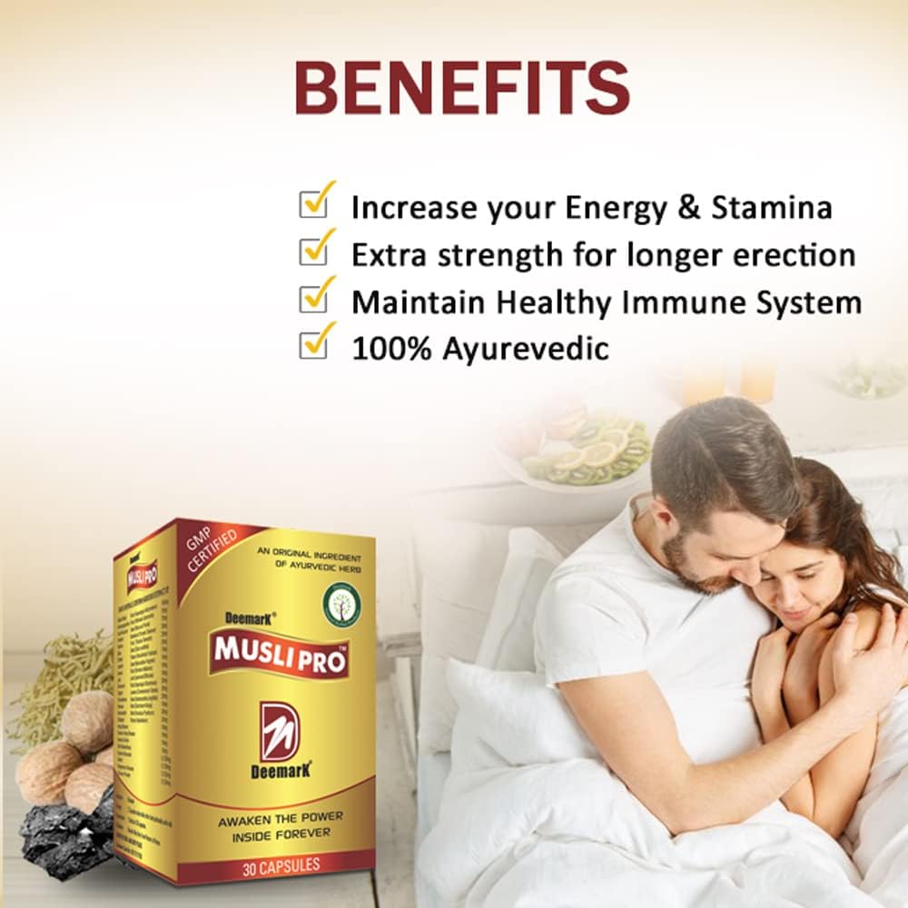Deemark Musli Pro 60 Capsules for Strength, Stamina & Power | 100% Ayurvedic | Improves Immunity | Reduces Stress 5
