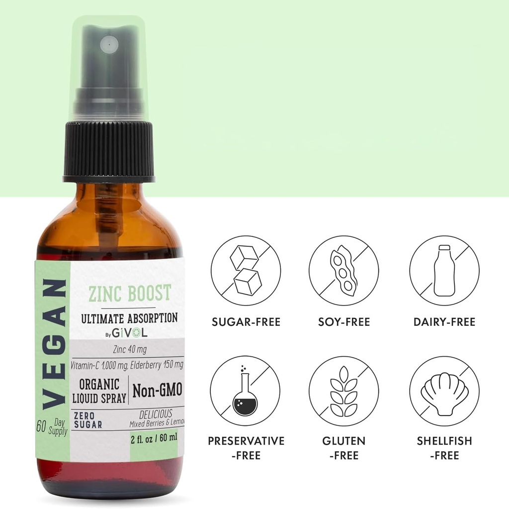 Organic ZINC Boost Mist 40 mg (Extra Strength) - Sugar Free with Vit C and Elderberry Extract - Vegan Liquid Spray for Kids and Adults - Easy Absorption - Non-GMO - (60 ml) 60 Days Supply 5