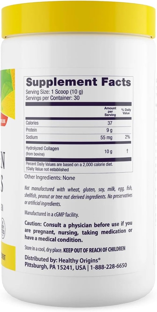 Healthy Origins Collagen Peptides (Grass-Fed, Non-GMO, 3rd Party Tested), 10.6 Oz (300 g) 3