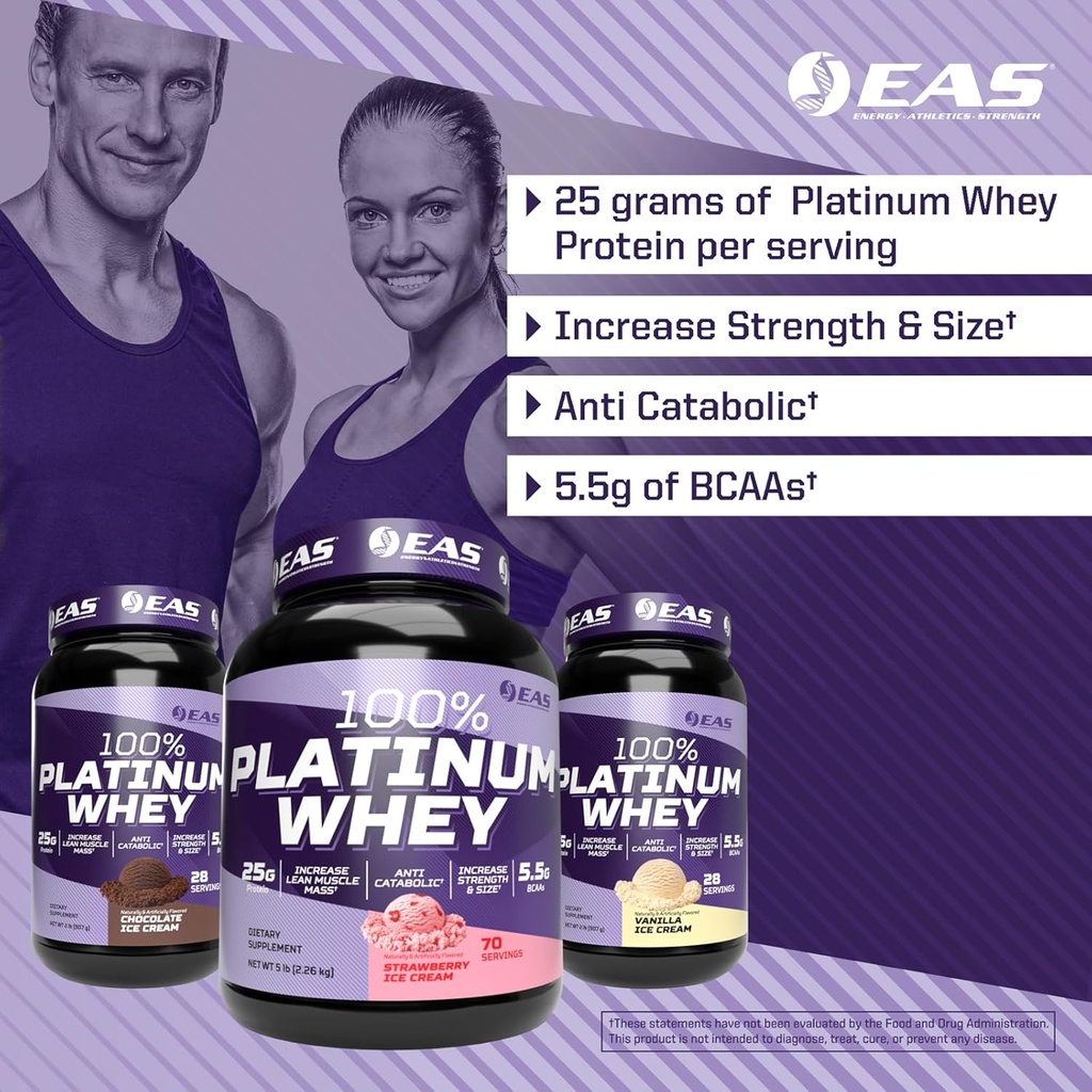 EAS 100% Platinum | 3 Ultra-Platinum Whey Proteins | Increase Size & Strength | 25g Protein, 5.5g BCAAs | 5 Pound (Chocolate Ice Cream) 4