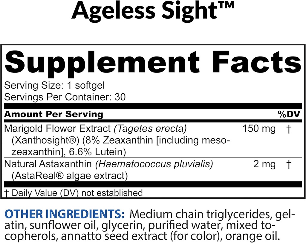 BioTRUST Ageless Sight, Blue Light Protection, Promotes Optimal Eye Health, Visual Performance and Brain Health, Support for Digital Eye Strain, Non-GMO, Gluten-Free, 30 Soft gels 2