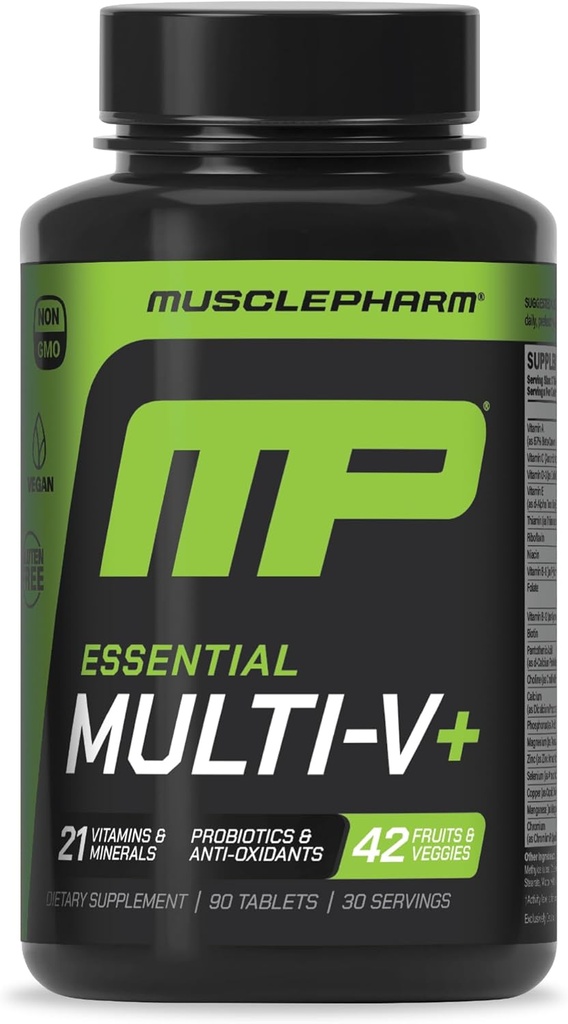 Muscle Pharm Essentials Multi-V+, The Athlete's Multi-Vitamin, Enhanced Energy, Performance & Immune Health, Daily Multivitamin for Men & Women with Minerals Plus Probiotics, 90 Tablets, 30 Servings 2