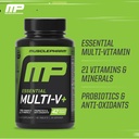 Muscle Pharm Essentials Multi-V+, The Athlete's Multi-Vitamin, Enhanced Energy, Performance & Immune Health, Daily Multivitamin for Men & Women with Minerals Plus Probiotics, 90 Tablets, 30 Servings 5