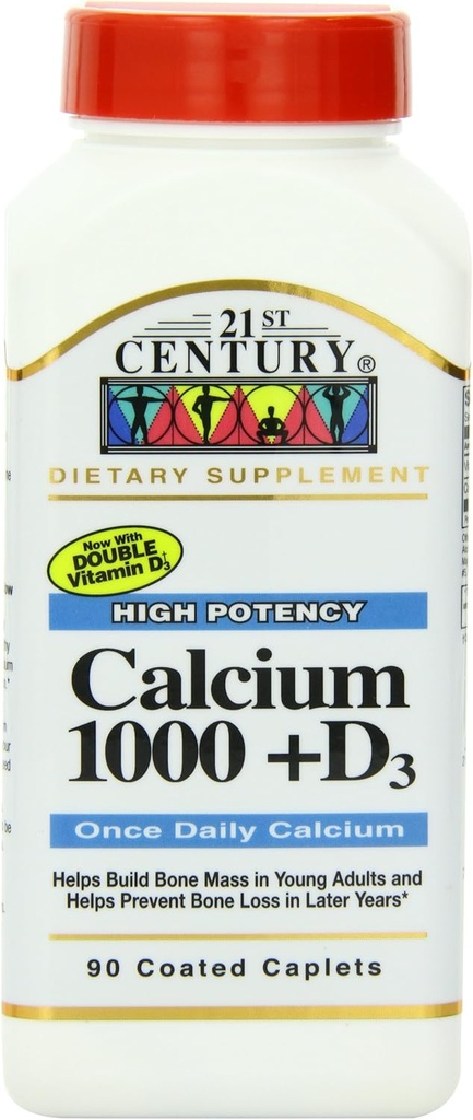 21st Century Calcium, 1000mg Plus Vitamin D, 90 Tablets (Pack of 4) 2