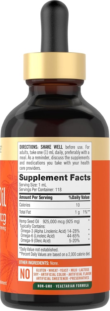 Carlyle Hemp Seed Oil 925,000 mcg | High Potency | Contains Omega 3,6,9 | Cold Pressed | Vegetarian, Non-GMO, Gluten Free 3
