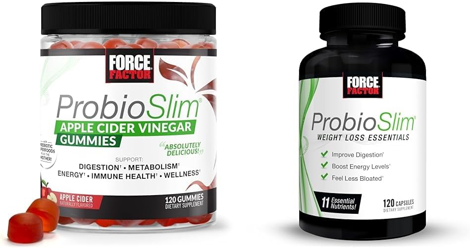 Force Factor ProbioSlim Apple Cider Vinegar Gummies with LactoSpore Probiotics, 120 Count & ProbioSlim Weight Loss Essentials Daily Digestive Health Probiotic, 120 Capsules 2