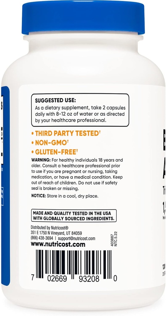 Nutricost Betaine Anhydrous Caps 1500mg, 60 Servings Per Bottle (2 Bottles) 5