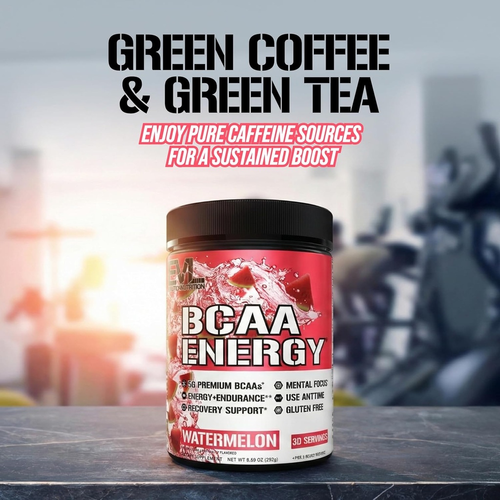 EVL BCAAs Amino Acids Powder - BCAA Energy Pre Workout Powder for Muscle Recovery Lean Growth and Endurance - Rehydrating Post Workout Recovery Drink with Natural Caffeine - Watermelon 3