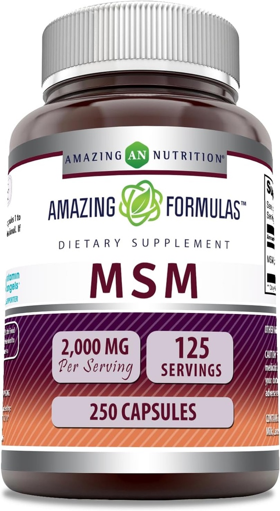 Amazing Formulas MSM (Methylsulfonylmethane) Supplement | 2000 Mg Per Serving | Capsules | Non-GMO | Gluten Free | Made in USA (1 Pack, 250 Count) 2