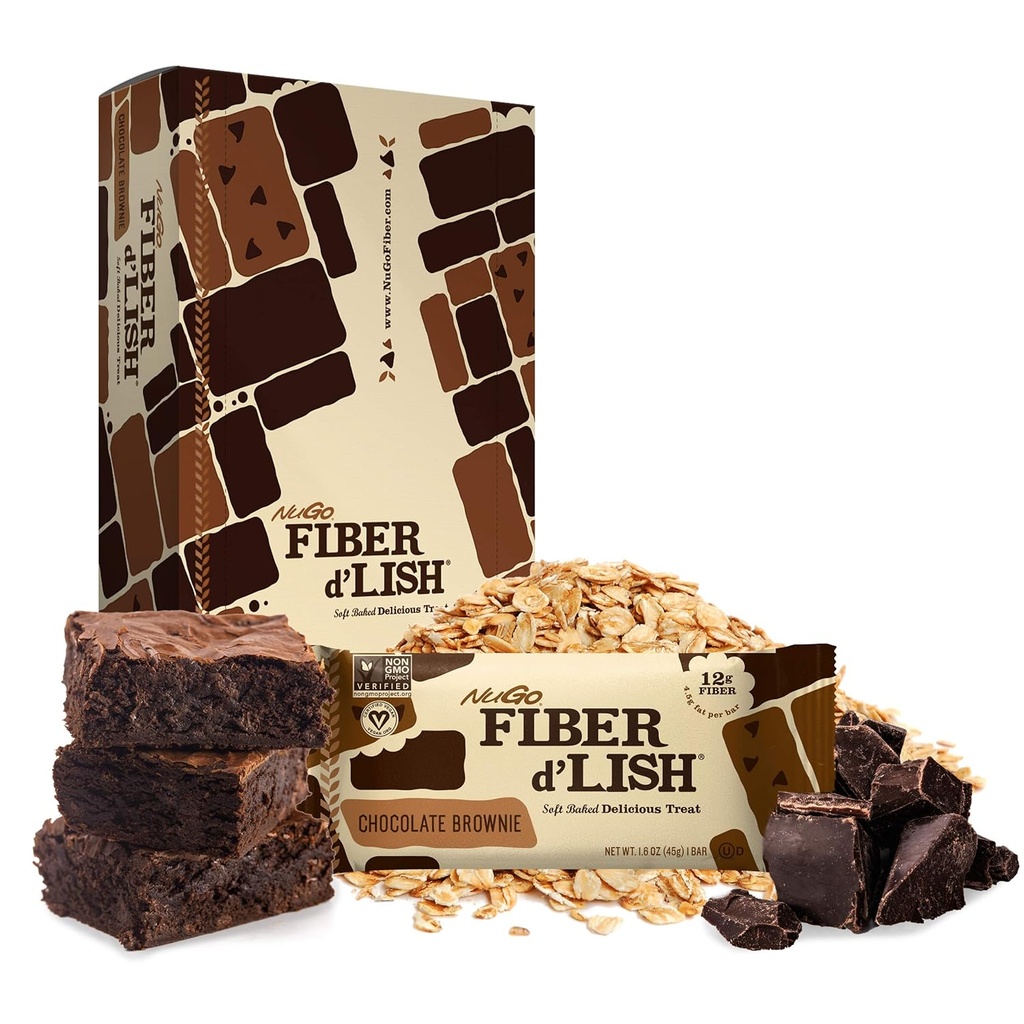 NuGo Fiber d'Lish Chocolate Brownie, 12g High Fiber, Vegan, 150 Calories, 16 Count 3