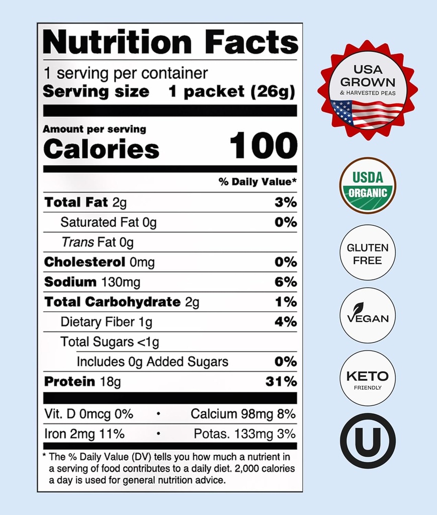 NUFYX® • Heavenly Protein® Powder • World’s Finest 100% Organic American Grown Peas • Vegan • Gluten Free • Low Carb (Creamy Vanilla, Packet) 3