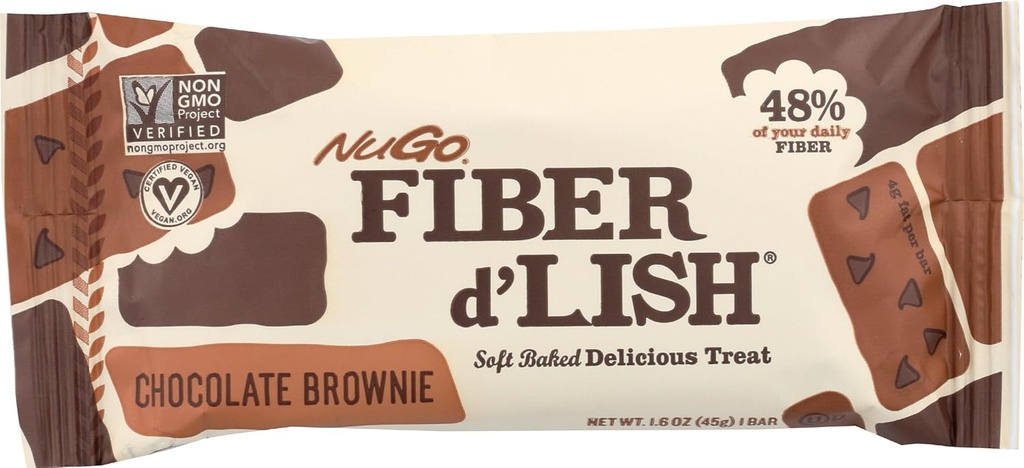 NuGo Fiber d'Lish Chocolate Brownie, 12g High Fiber, Vegan, 150 Calories, 16 Count 6