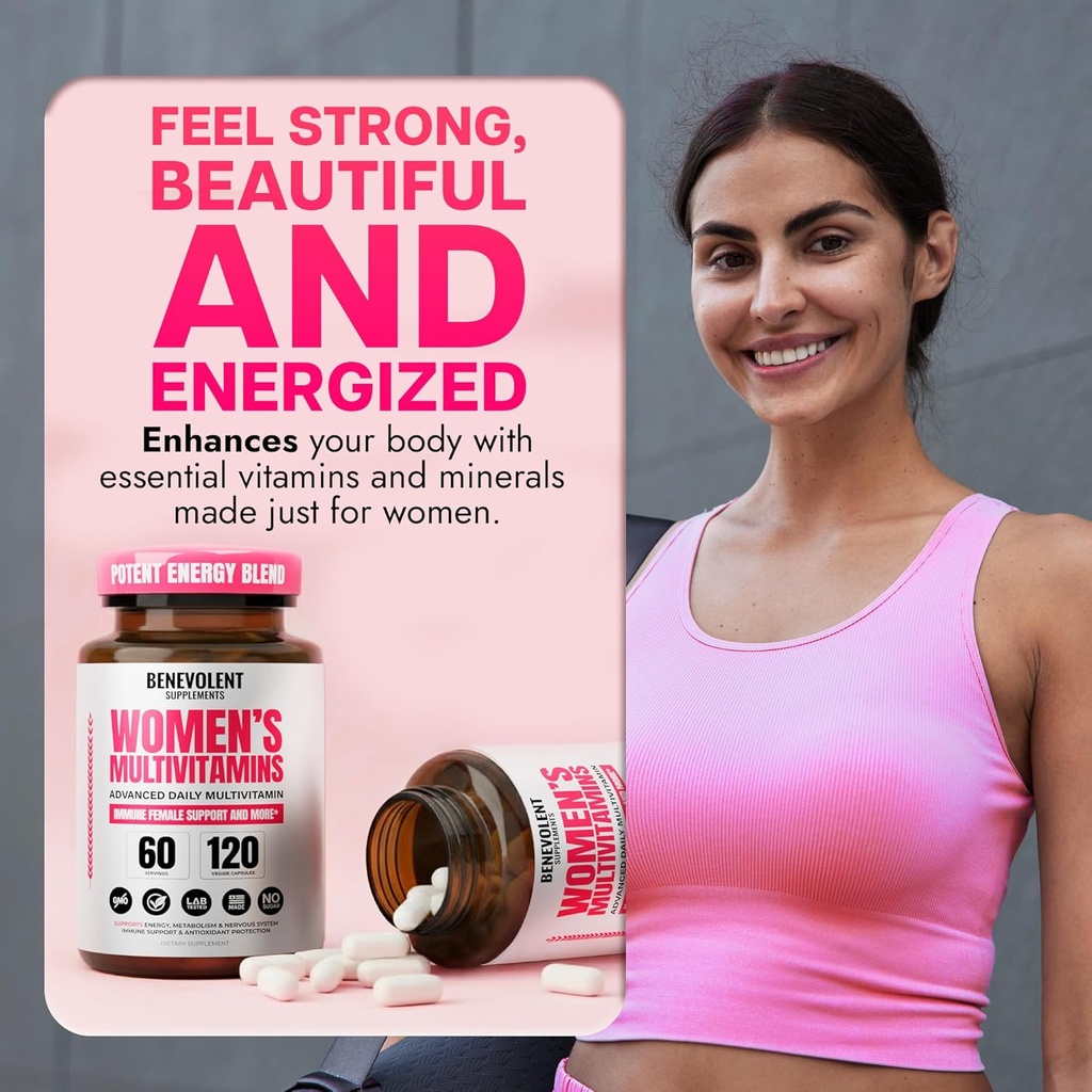 Multivitamin for Women - Supplement for Energy, Immunity, & Female Support - Daily Vitamins for Women with Biotin, Calcium, Magnesium - Non-GMO, Vegetarian Women’s Multivitamin - 120 Caps 6