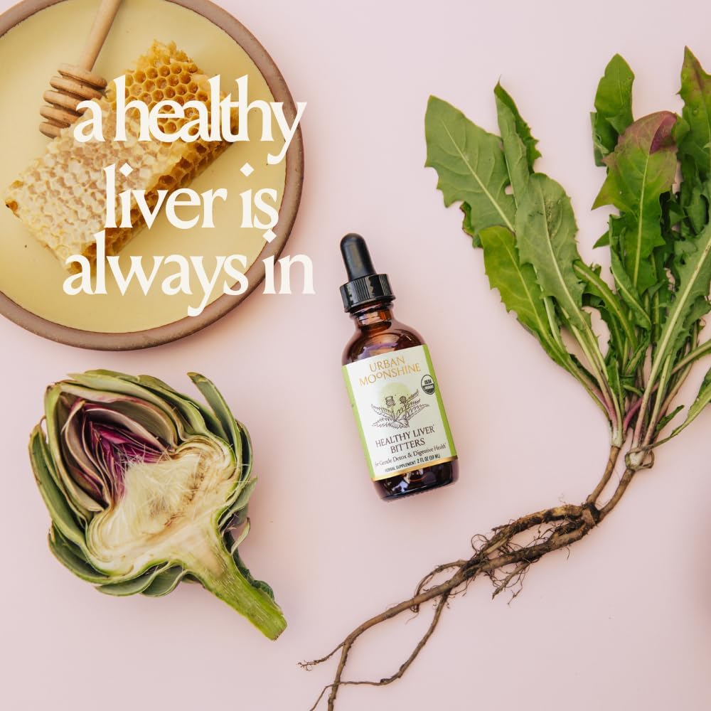 Urban Moonshine Healthy Liver Bitters - Liver Support - Detox - Bile Production - Gut Health - Artichoke - Dandelion - Gentle Detox* -Organic- 2 Fl Oz 4