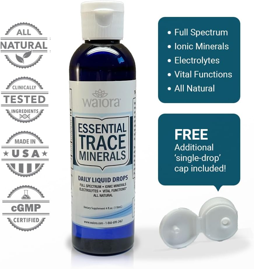 Waiora Essential Trace Minerals | Help Replenish Lost/Depleted Mineral | 60+ Ionic Trace Minerals | Support Body’s Vital Functions, pH Balance | Plus Electrolytes for Hydration (1 Bott / 48 serv) 3