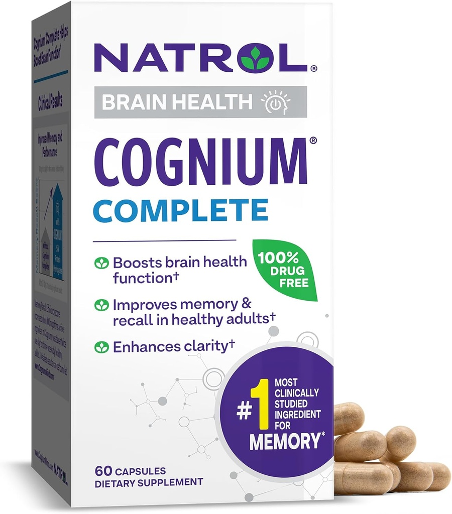 Natrol Cognium Complete, Dietary Supplement for Brain Health, Brain Health Supplements for Adults, 60 Capsules, 30 Day Supply 2