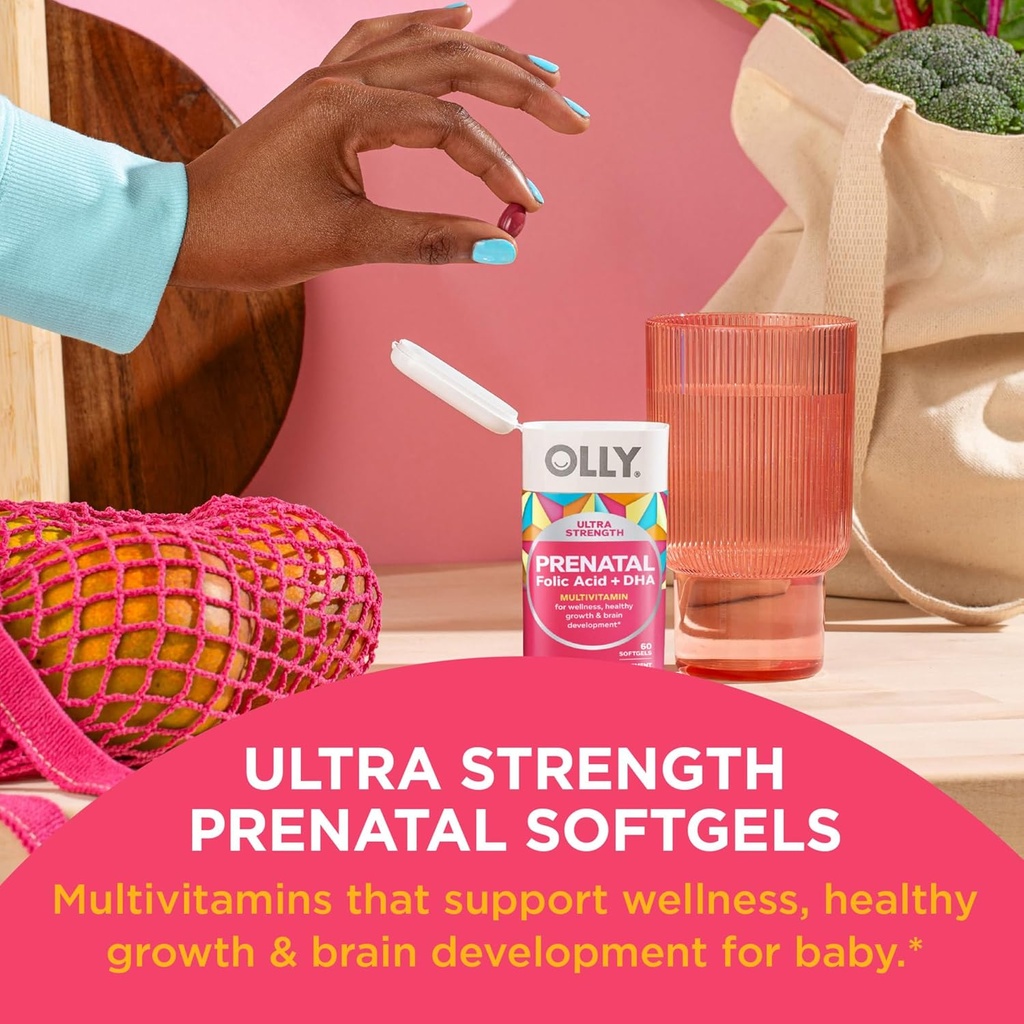 OLLY Prenatal Multivitamin Softgels and Palmer's Cocoa Butter Stretch Mark Lotion, 60 Count and 8.5 Ounces 4