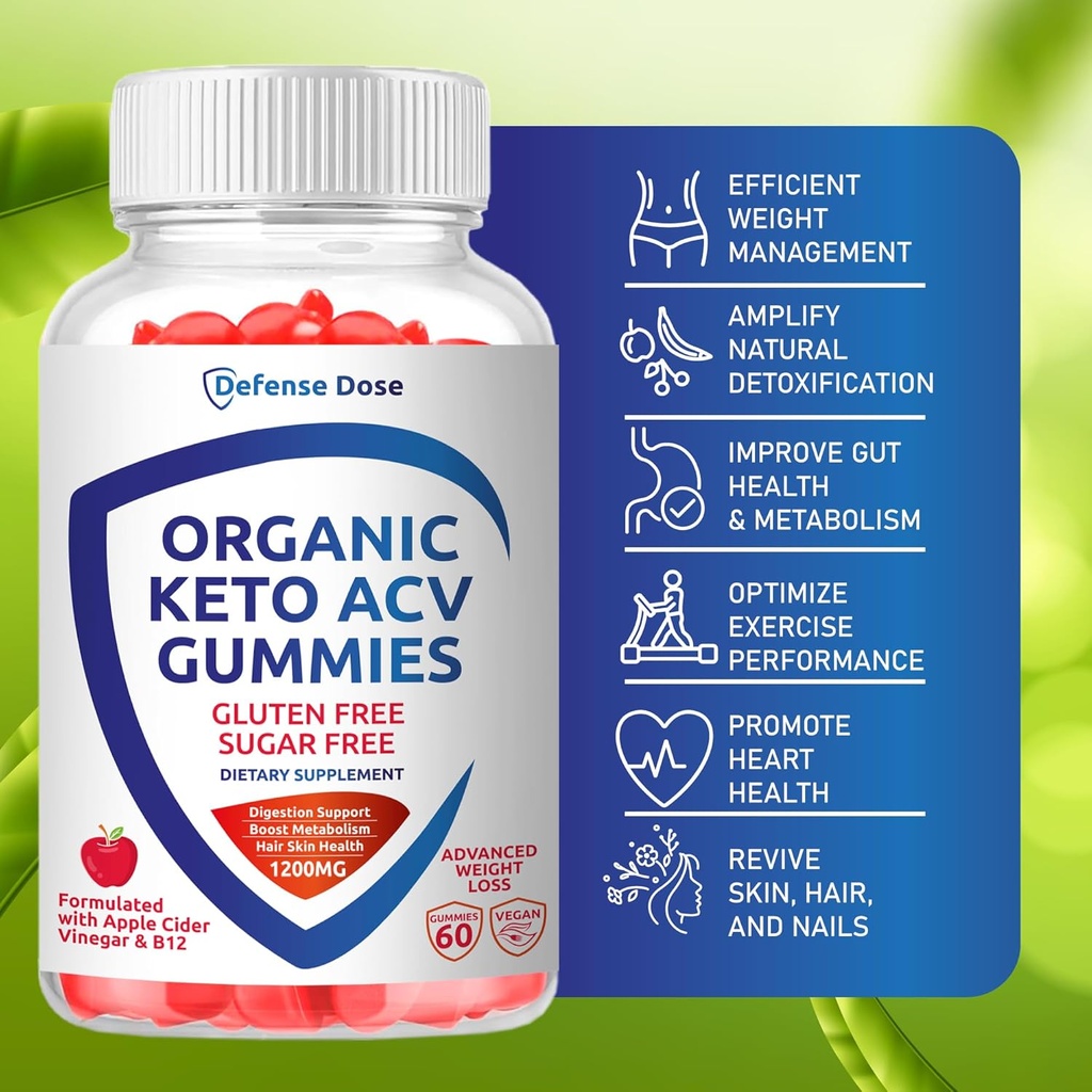 Organic Keto ACV Gummies - Gluten & Sugar Free Pro Active Apple Cider Vinegar Supplement for Women Men (1200MG) 3