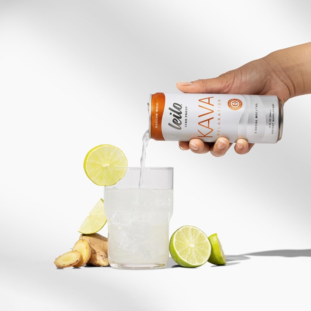 LEILO | Kava Powered Moscow Mule Mocktail Drink | 12-Pack – Sugar-Free & Non-ALC Functional Relaxation Support | 12 fl oz Cans (Pack of 12) 3