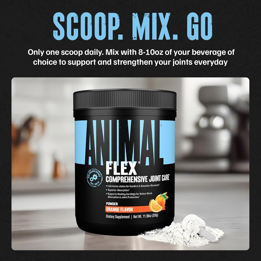 Animal Flex Powder - Joint Support Supplement for Pain Relief, Repair and Restore Muscles with Turmeric, Glucosamine, Chondroitin, MSM, Collagen and Boswellia, Great Tasting Orange Flavor, 30 Scoops 5