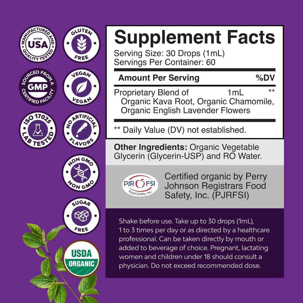 Bundle of Potent Liquid Kava Kava Drops Supplement with Kavalactones for Better Sleep and USDA Organic Ashwagandha Liquid Drops - Ashwagandha Root Extract for Stress and Mood Support for Adults 3