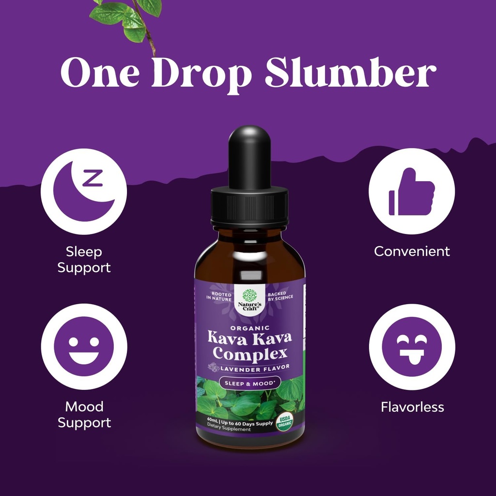 Bundle of Potent Liquid Kava Kava Drops Supplement with Kavalactones for Better Sleep and USDA Organic Ashwagandha Liquid Drops - Ashwagandha Root Extract for Stress and Mood Support for Adults 5