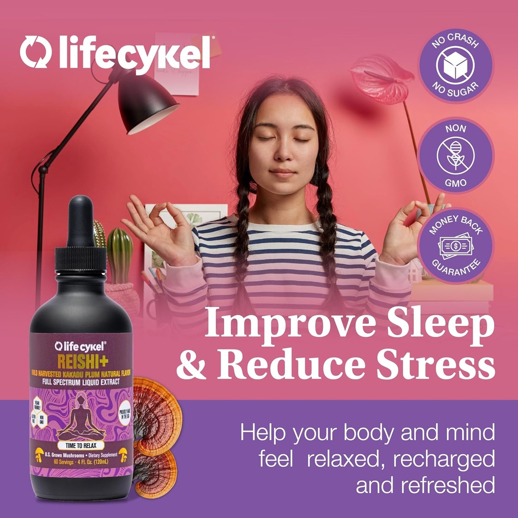 Life Cykel - Reishi Mushroom Extract with Wild Kakadu Plum - Potent Immune & Sleep Support Supplement, Vitamin-C Rich Adaptogen Mushroom Drops - 4 Fl Oz 5