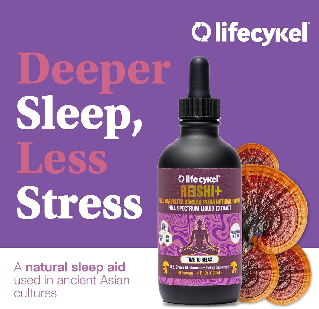 Life Cykel - Reishi Mushroom Extract with Wild Kakadu Plum - Potent Immune & Sleep Support Supplement, Vitamin-C Rich Adaptogen Mushroom Drops - 4 Fl Oz 6