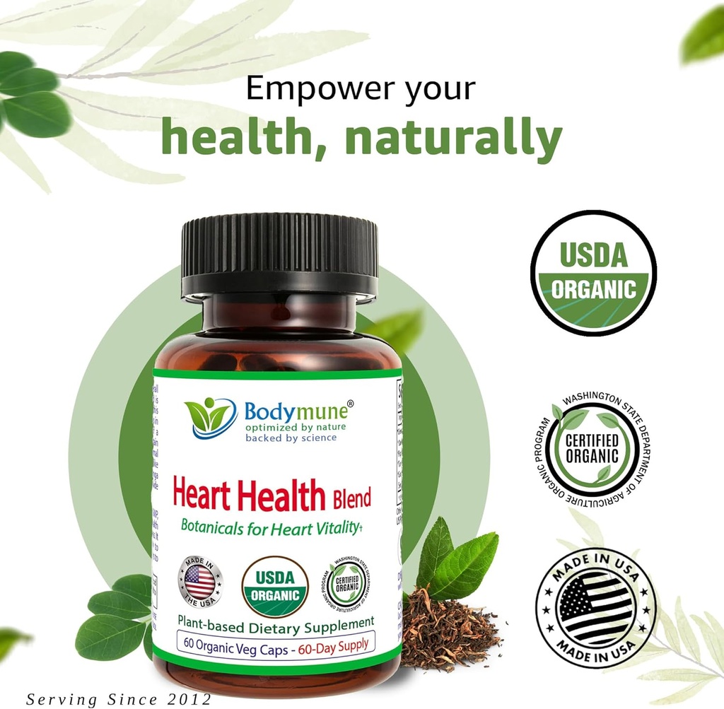 CholesterolSupport Heart Health Blend | USDA Organic Supplement w/Extracts of Green Tea, Dandelion, Bitter Melon, Moringa | 60-Day Supply | Vegan, Non-GMO, Gluten-Free, Made in USA 3