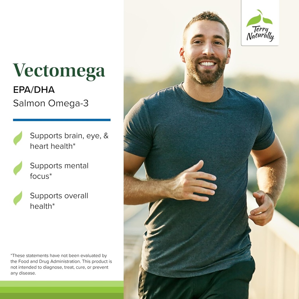 Terry Naturally Vectomega - Dietary Supplement with EPA & DHA - Omega-3 Tablets for Brain & Heart Health Support - Nutritional Supplement with Essential Fatty Acids & Peptides - 60 Capsules 4