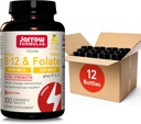Jarrow Formulas Methyl B-12 1000MCG & Methyl Folate 400MCG,Extra Strength,Cellular Energy Metabolism & Cardiovascular Health Formula(1) With P-5-P,100Chewable Tabs,Up to a 100 Day Suppl,12Packs 2