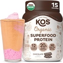 KOS Plant Based Protein Powder, Chocolate USDA Organic - Low Carb Pea Protein Blend, Vegan Superfood with Vitamins & Minerals - Keto, Soy, Dairy Free - Meal Replacement for Women & Men - 15 Servings 2