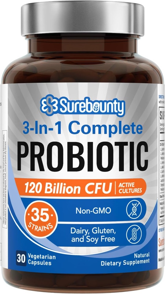 Probiotics 120 Billion CFU, Probiotics for Men & Women, Prebiotics + Digestive Enzymes, Highest Potency, 3-in-1 Complete Probiotic, Digestive Support, 30 Caps 2