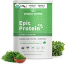 Sprout Living Epic Protein, Plant Based Protein & Superfoods Powder, Green Kingdom | 20 Grams Organic Protein Powder, Greens, Vegan, Non Dairy, Non-GMO, Gluten Free, Low Sugar (2 Pound, 24 Servings) 2