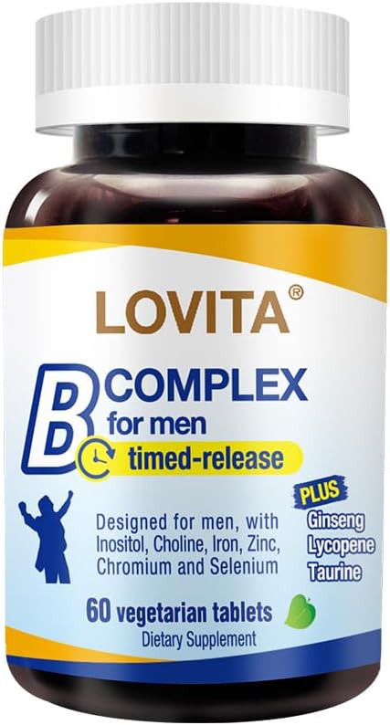 Lovita Timed-Release B Complex for Men | 8-Hour Energy & Nutrient Metabolism Support with 10 Vitamin Bs, Vegetarian Tablets (60 Count) 2